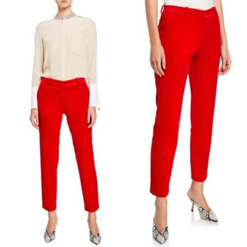 Theory Red Crop Moleskin Twill Trousers - Picture 2 of 9
